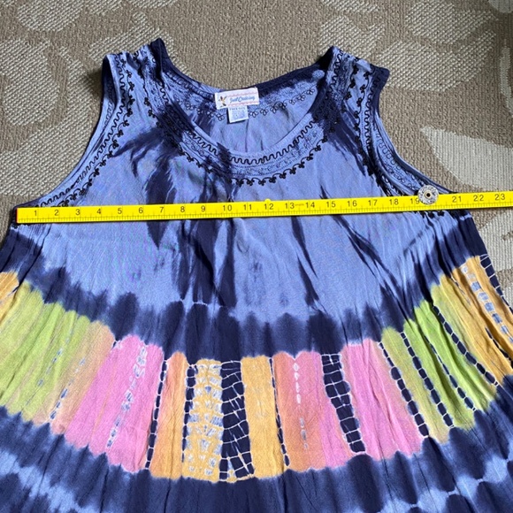 JUST CRUISING Hippie Dress 100% Rayon Tie Dye Hippie Dress Made In India - Picture 5 of 9